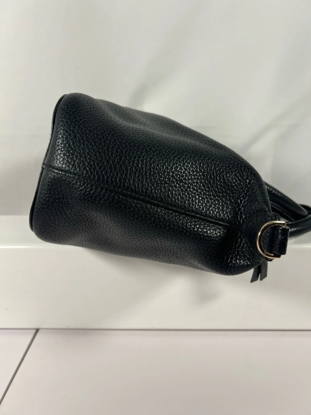 4071: Tory Burch Black Pebbled Leather Satchel Shoulder Bag
